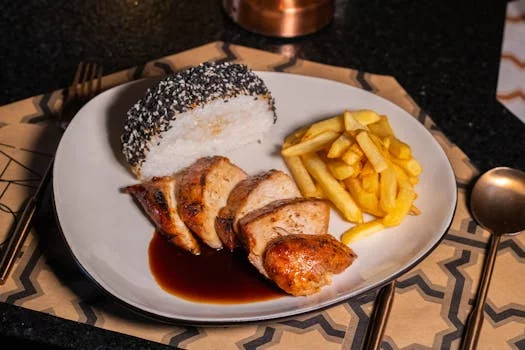 grilled chicken burrito with rice beans